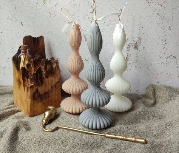 قالب سیلیکونی شمع سان سیلیکون طرح خمره ای شیاردار (مراکشی) ارتفاع 17 سانتی متر