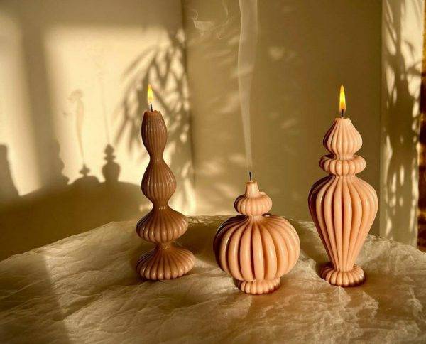 قالب سیلیکونی شمع سان سیلیکون مدل خمره ای شیاردار ارتفاع 12سانتی متر