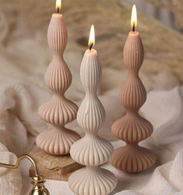قالب سیلیکونی شمع سان سیلیکون طرح خمره ای شیاردار (مراکشی) ارتفاع 17 سانتی متر