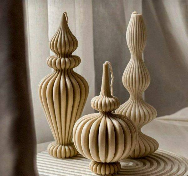 قالب سیلیکونی شمع سان سیلیکون مدل خمره ای شیاردار ارتفاع 12سانتی متر